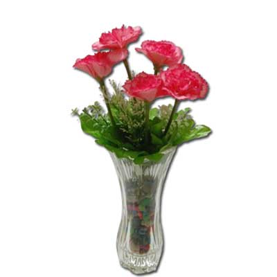 "Artificial Flower with Crystal Vase (PINK ) - code FV03 - Click here to View more details about this Product